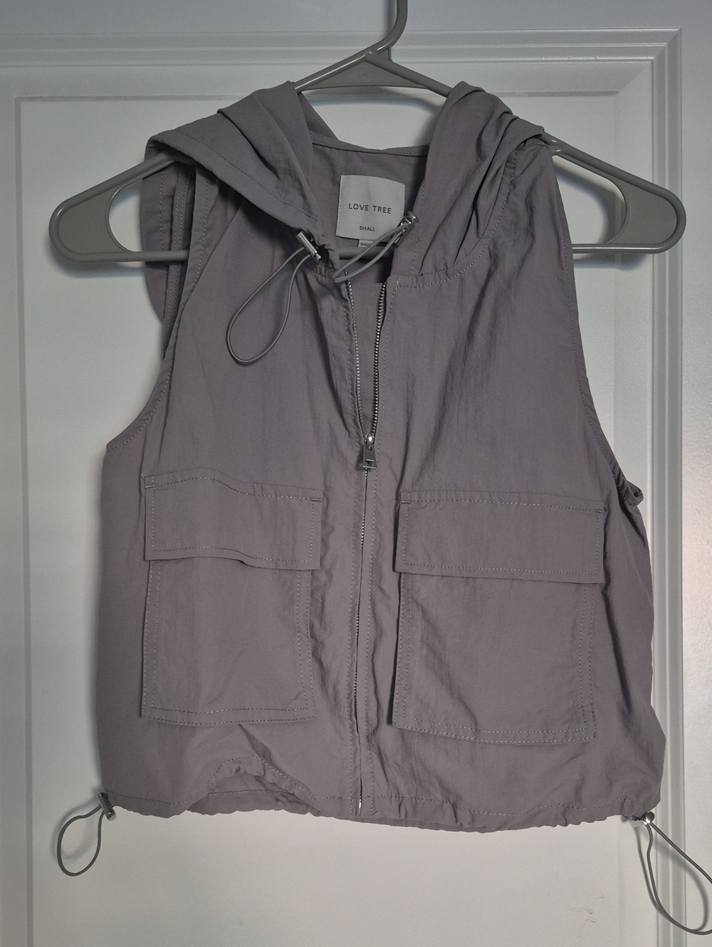 Love Tree Hooded Utility Vest - Lavender Gray